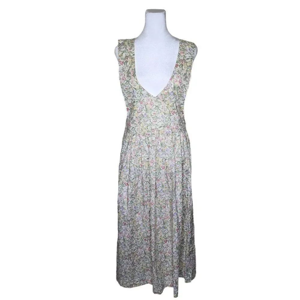 Vintage 90s Saks Fifth Avenue Real Clothes Pinafore Maxi Dress Womens S White Fl